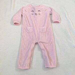 5/$25 Carter's 9m pink fleece long sleeve pants footless cozy warm outfit pjs